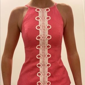 Fitted pink and white top